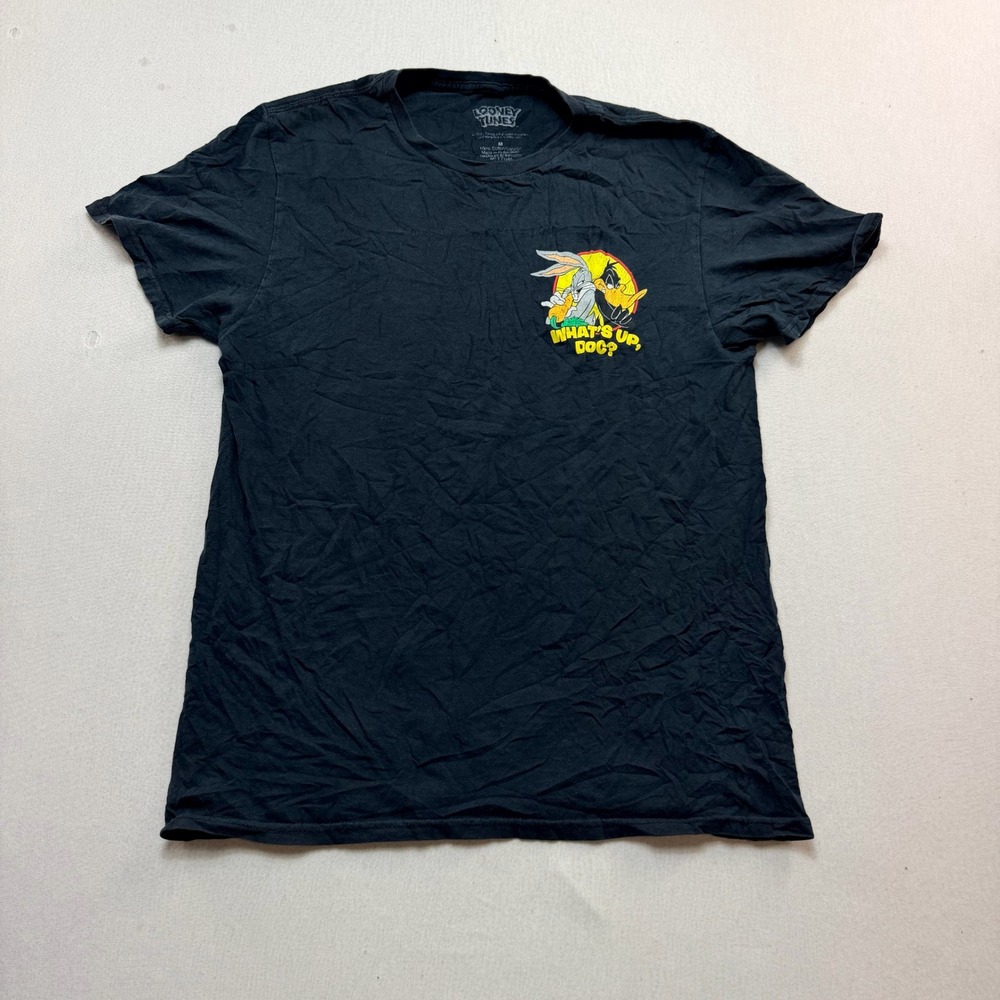 Looney Tunes T-Shirt Men Medium Black Excellent Bugs Bunny Daffy Duck Graphic